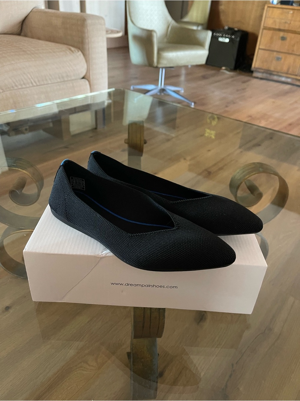 Dream Pairs Black Pointed Knit Ballet Flats